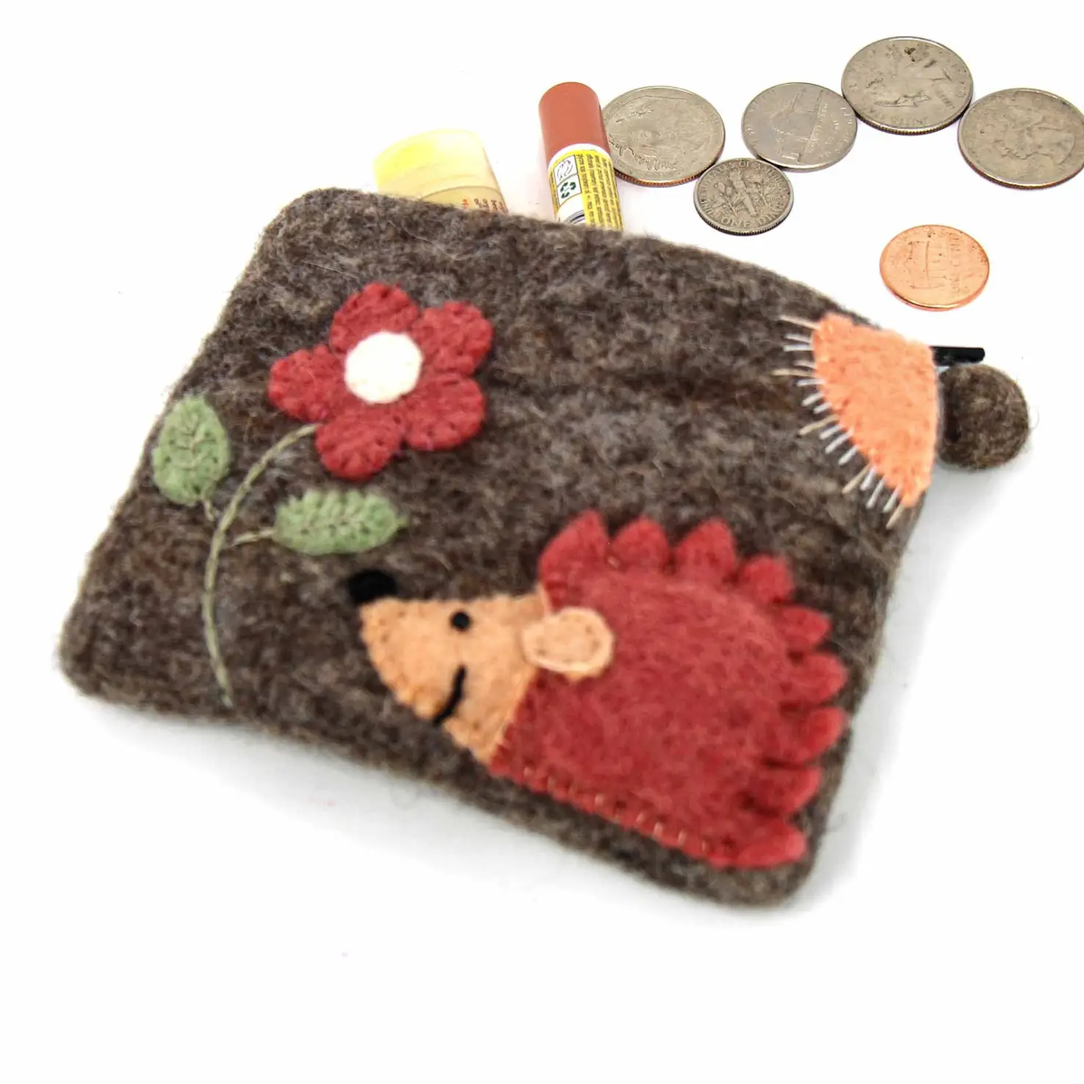 Hedgehog Felt Coin Purse