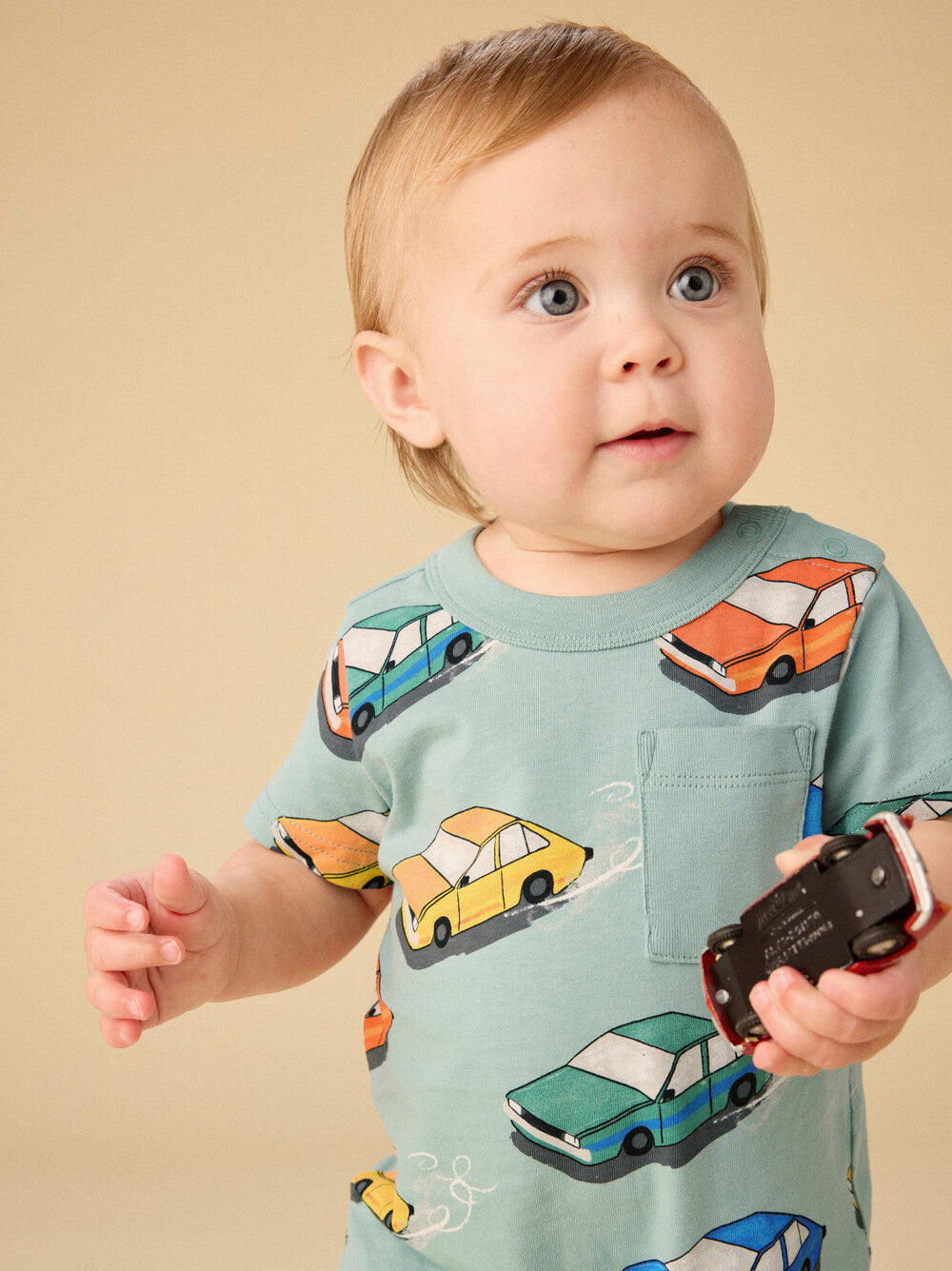 Pocket Baby Romper Vintage Cars