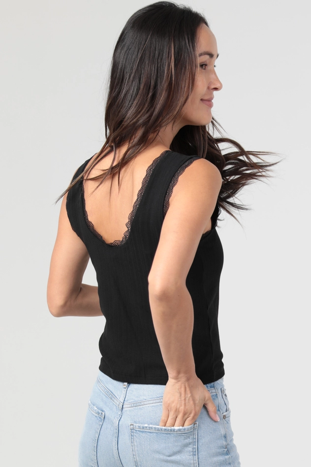 Cinch Bust Lace Trim Tank