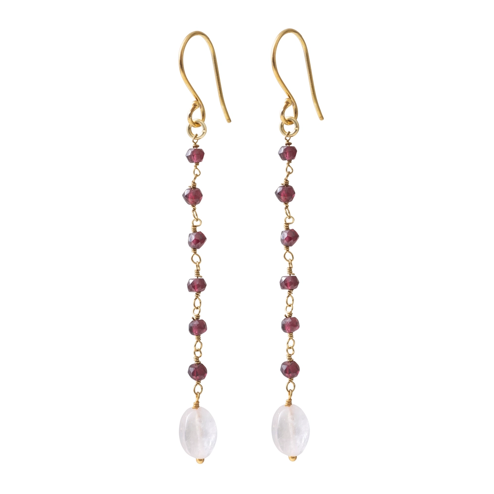 Blooming Garnet Rose Quartz Earrings