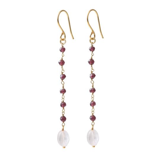 Blooming Garnet Rose Quartz Earrings