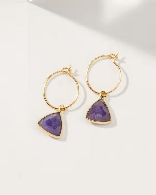 Mini Triangle Hoop Earrings - Tanzanite