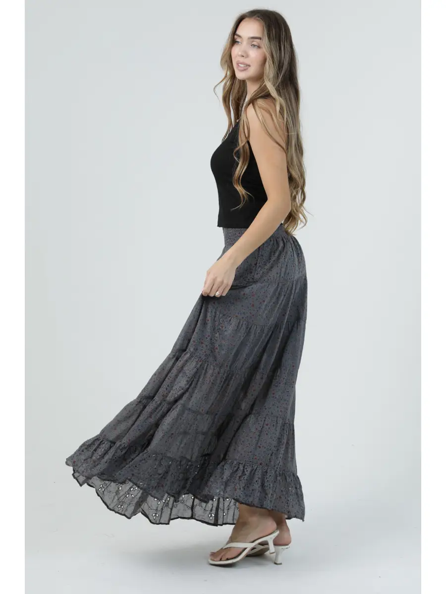 Tiered Skirt With Smocked Waistband