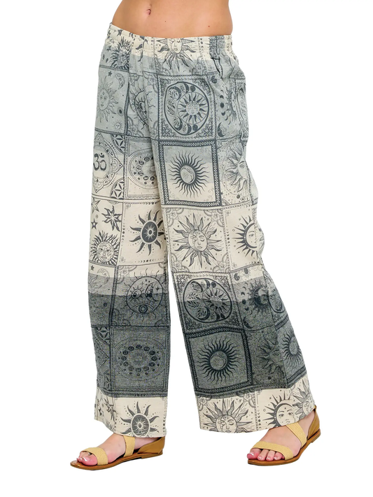 Celestial Sun & Moon Print Pants
