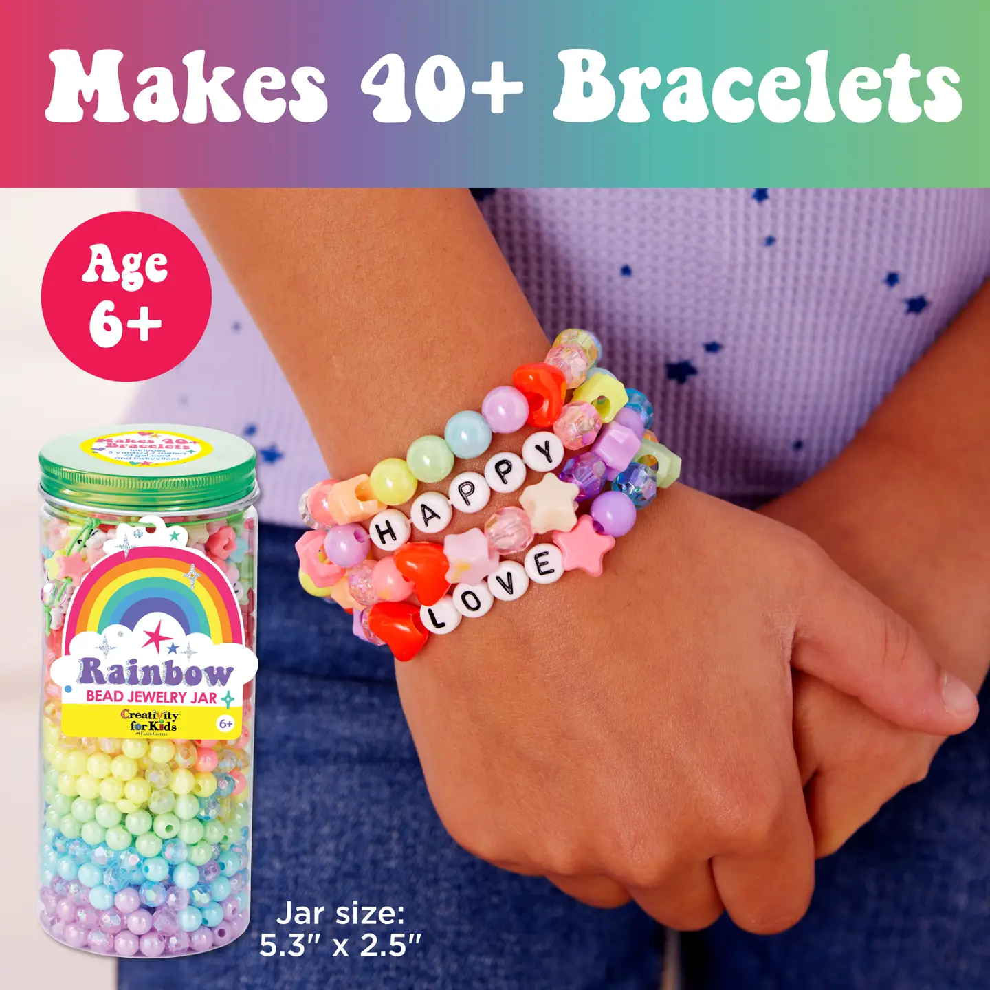 Rainbow Bead Jewelry Jar