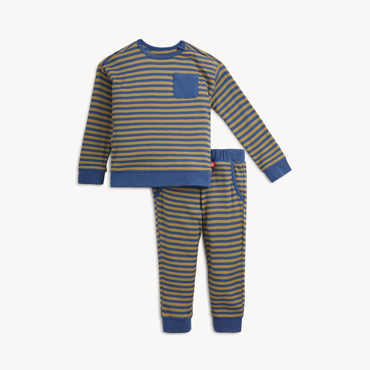 Boys Striped Waffle Shirt + Pant Set