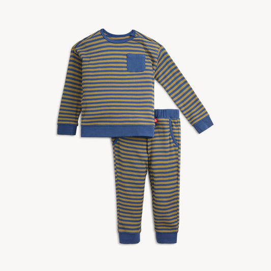 Boys Striped Waffle Shirt + Pant Set