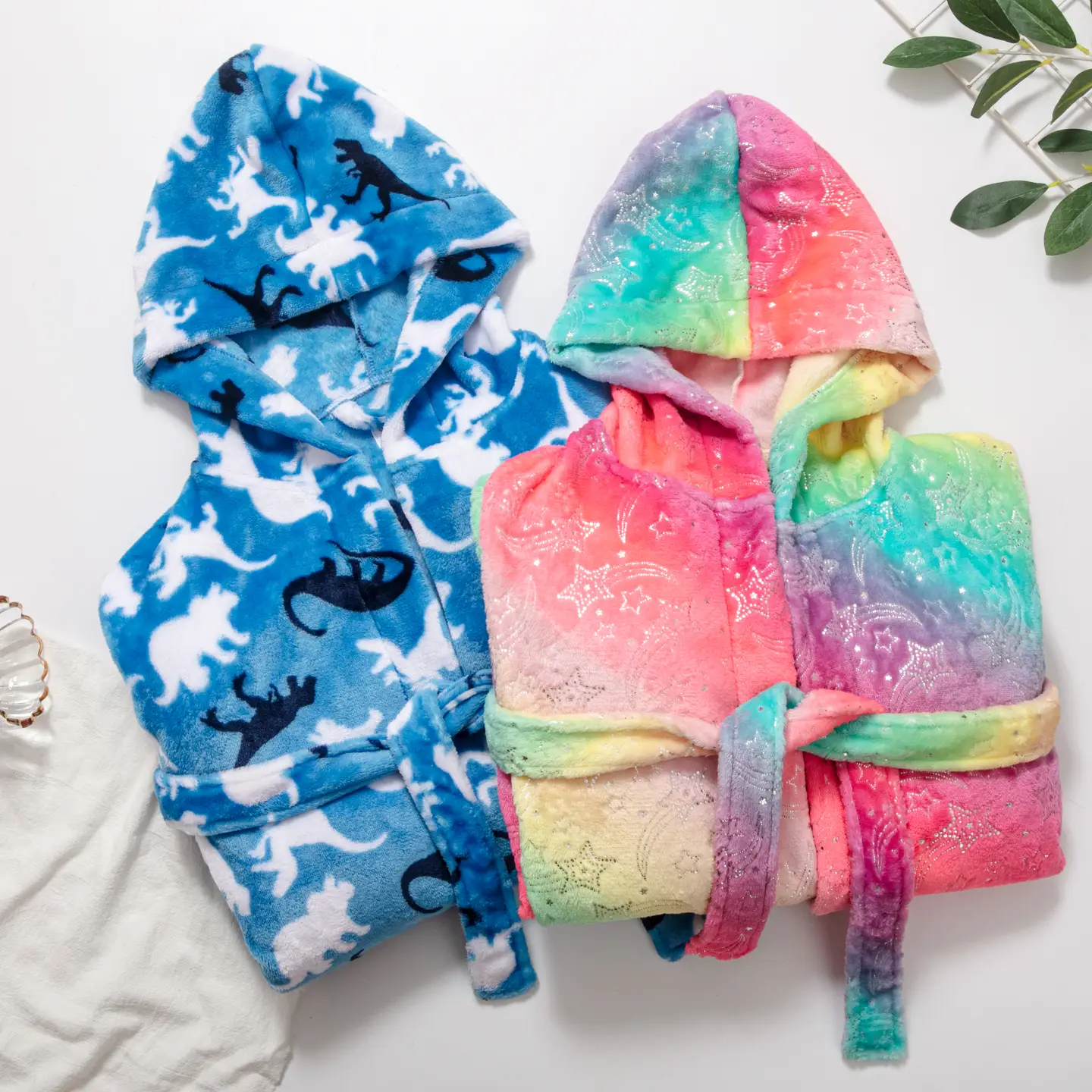 Kids Rainbow Fleece Robe