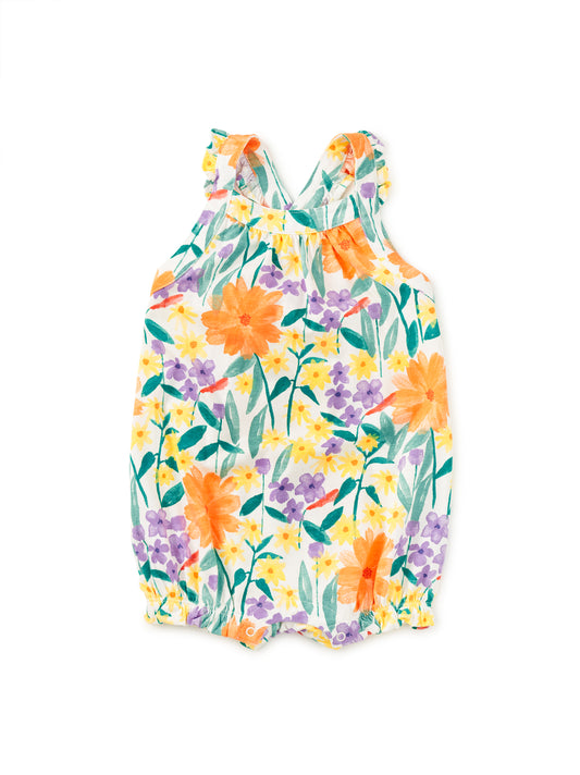 Watercolor Floral Cross-Back Baby Romper