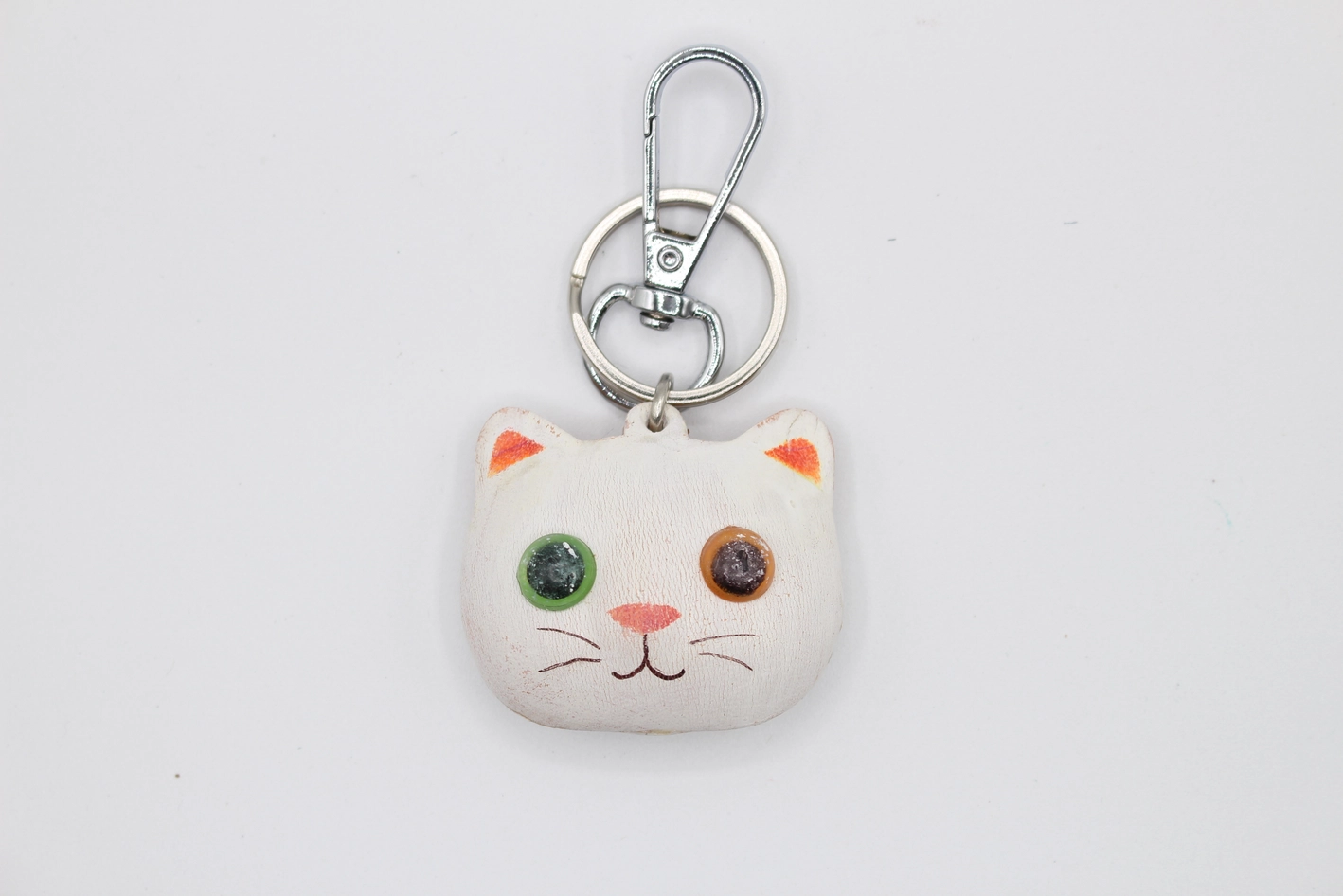 Leather Keychain Kitty Cat Head