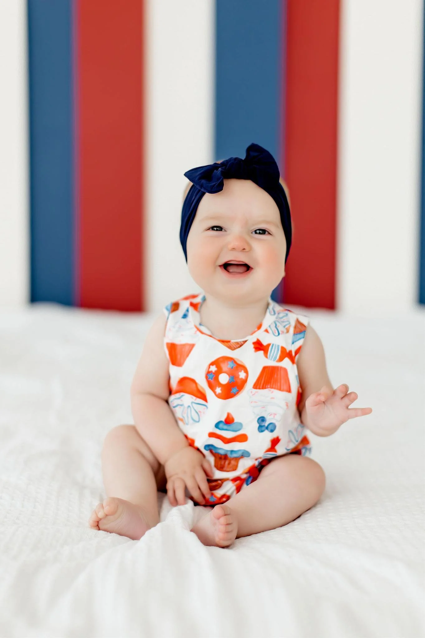 Red White & Sweet Pom Romper