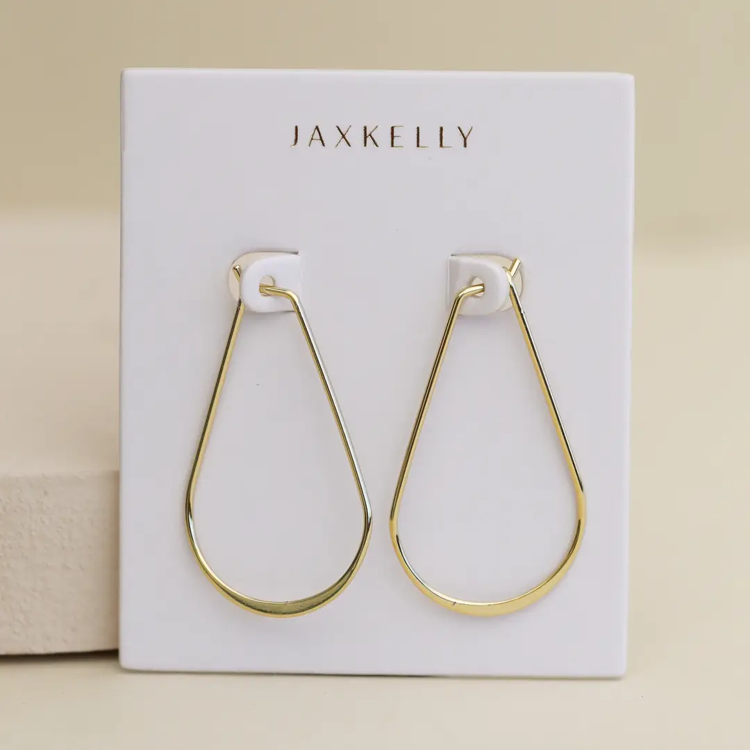Gold Long Oval Hoop Earrings