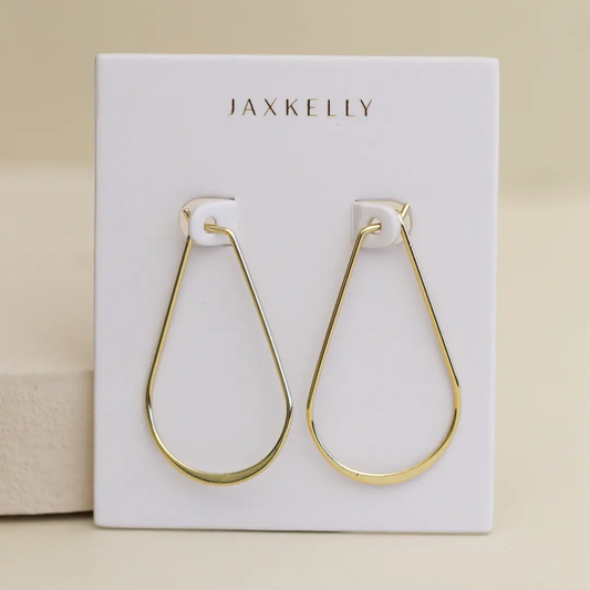 Gold Long Oval Hoop Earrings