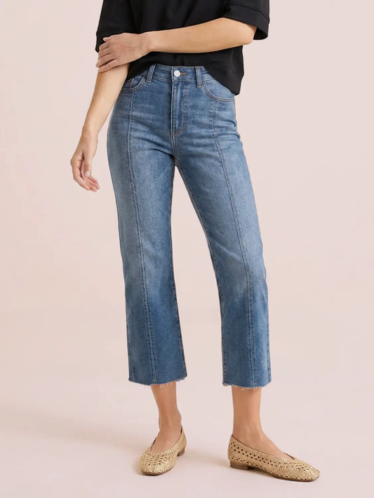 Front Seam Cropped Denim Jeans