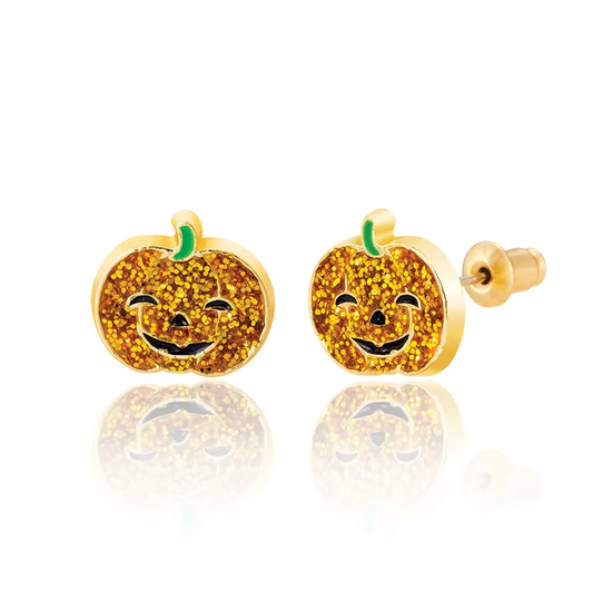 Glitter Pumpkin Stud Earrings