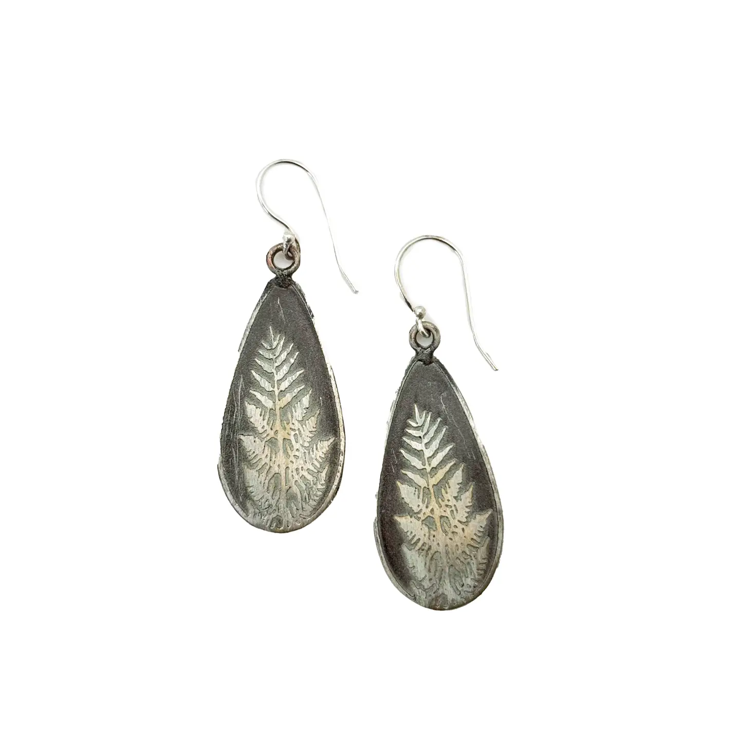 Silver Patina Fern Earrings