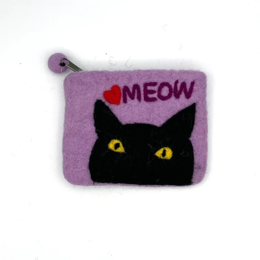 Cat's Meow Felted Coin Purse