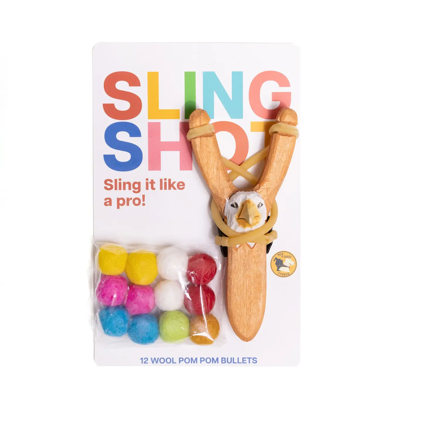 Wooden Slingshot w/ Felted Pellets