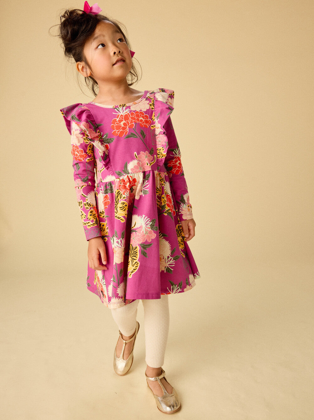 Girls Tiger & Peony Ruffle Ballet Dress