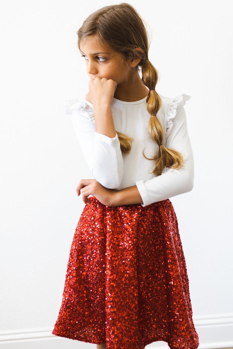 Girls Red Sequin Skirt