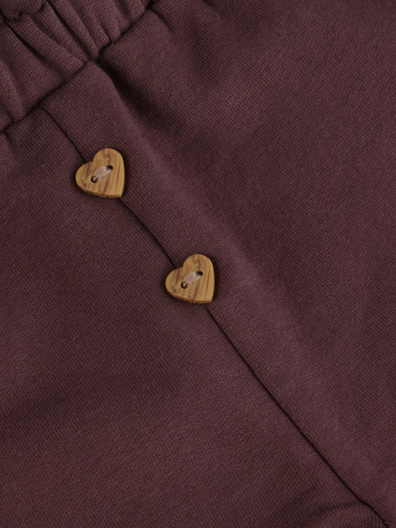 Baby Plum Sweatpants Heart Buttons