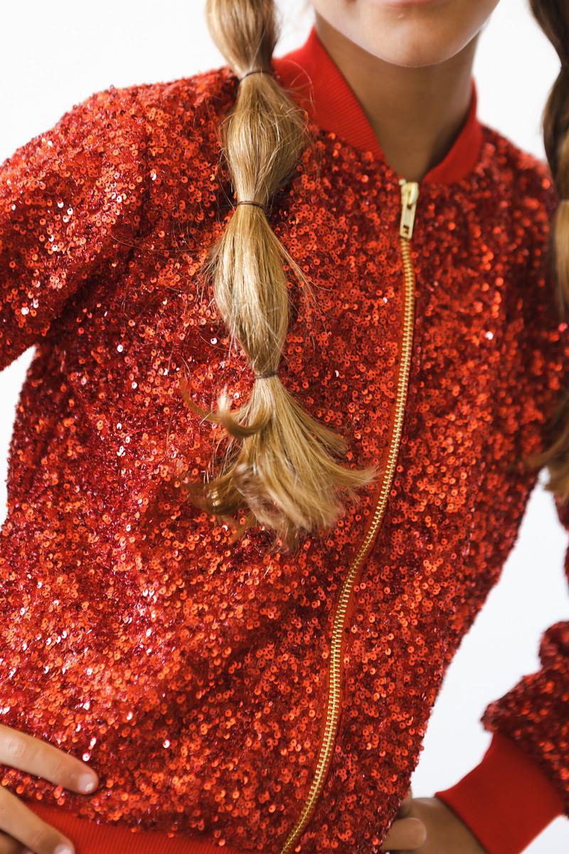 Girls Red Sequin Jacket