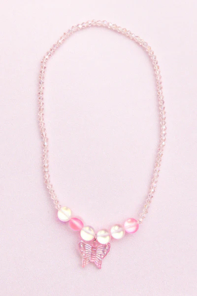Girls Pink Holo Crystal Necklace