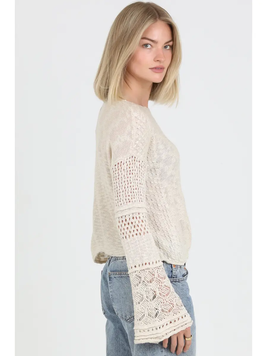 Lightweight Flare Sleeve Pullover Sweater
