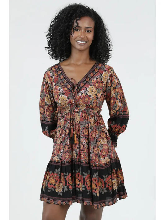 Floral V-Neck Long Sleeve Dress
