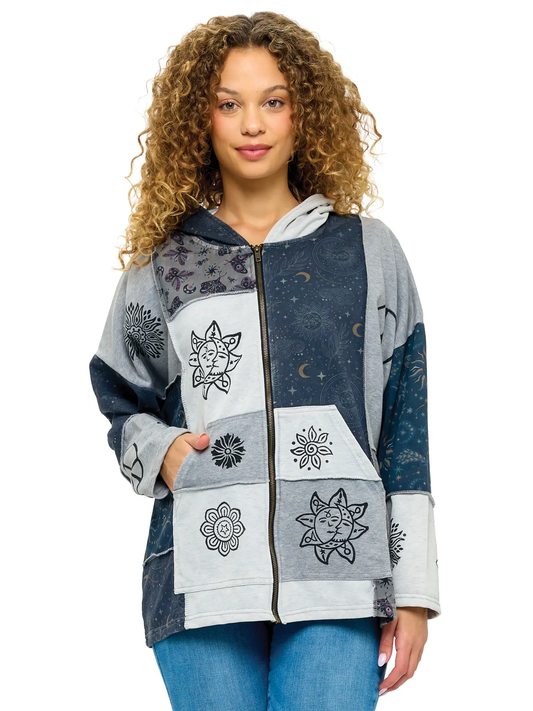 Zip Up Block Printed Celestial Jacket