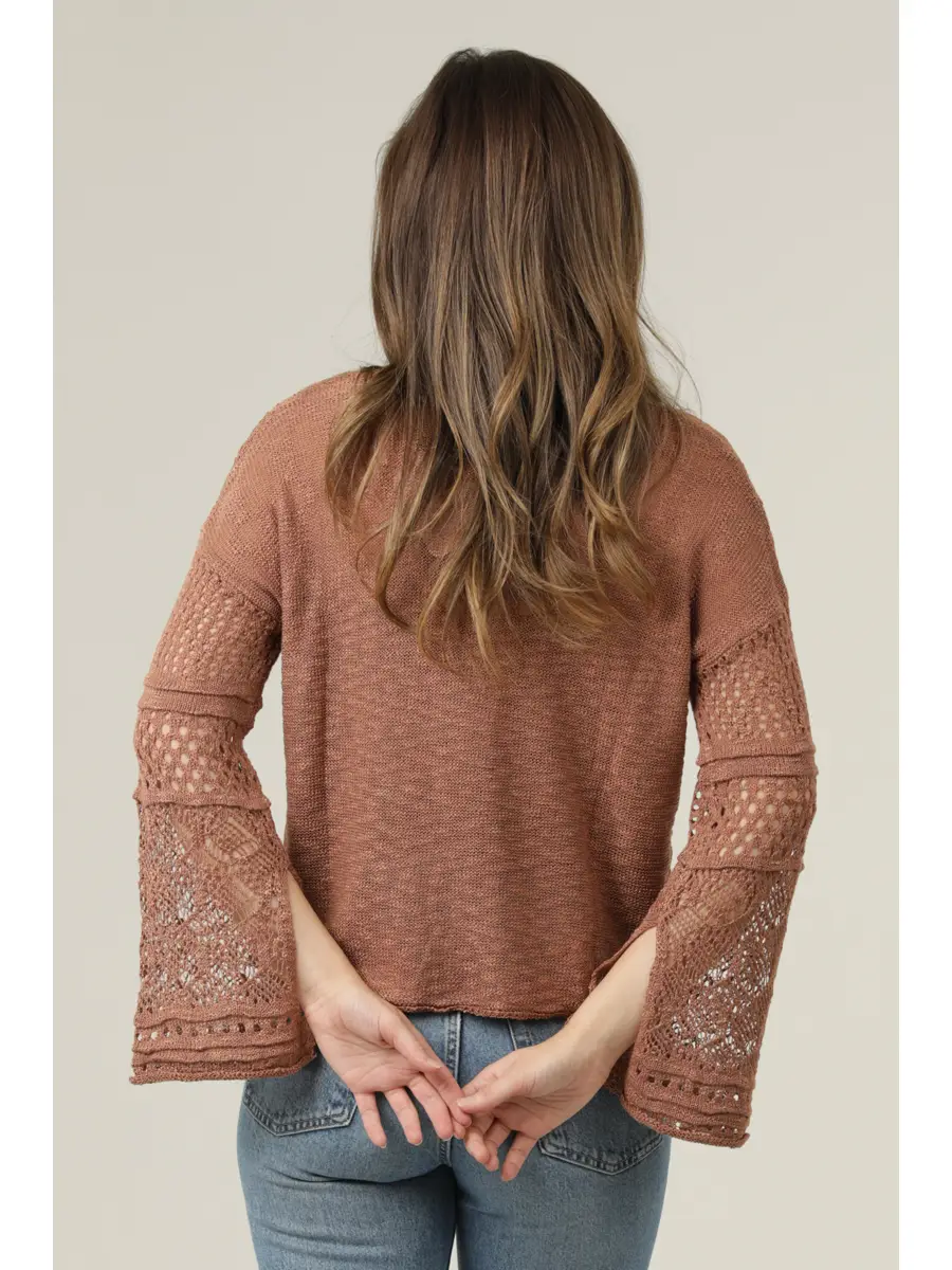 Lightweight Flare Sleeve Pullover Sweater