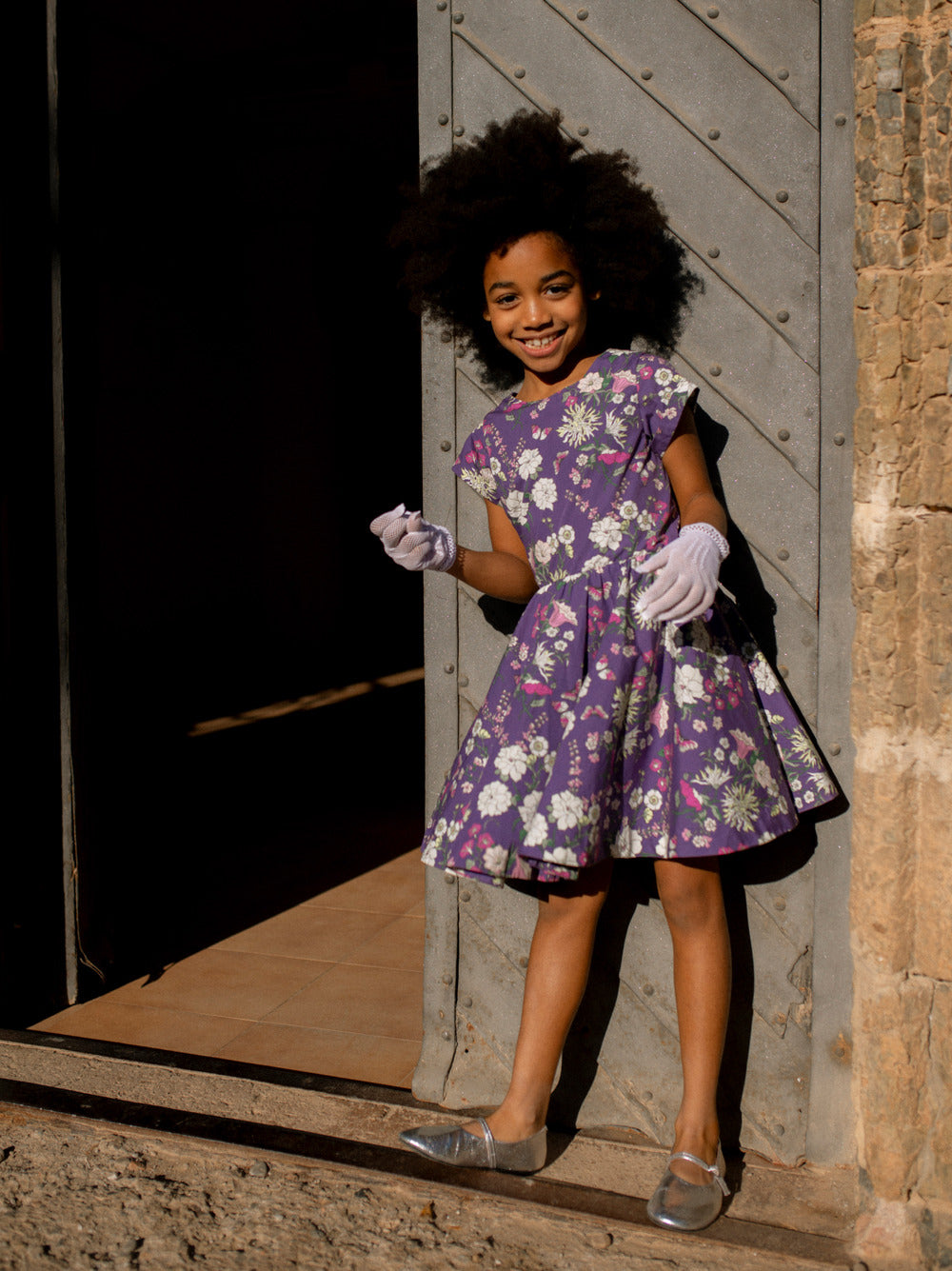 Girls Portuguese Purple Floral Dress
