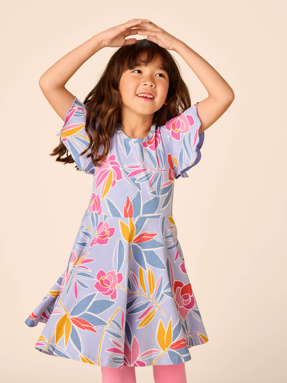 Girls Twirl Dress Tropical Gardenia