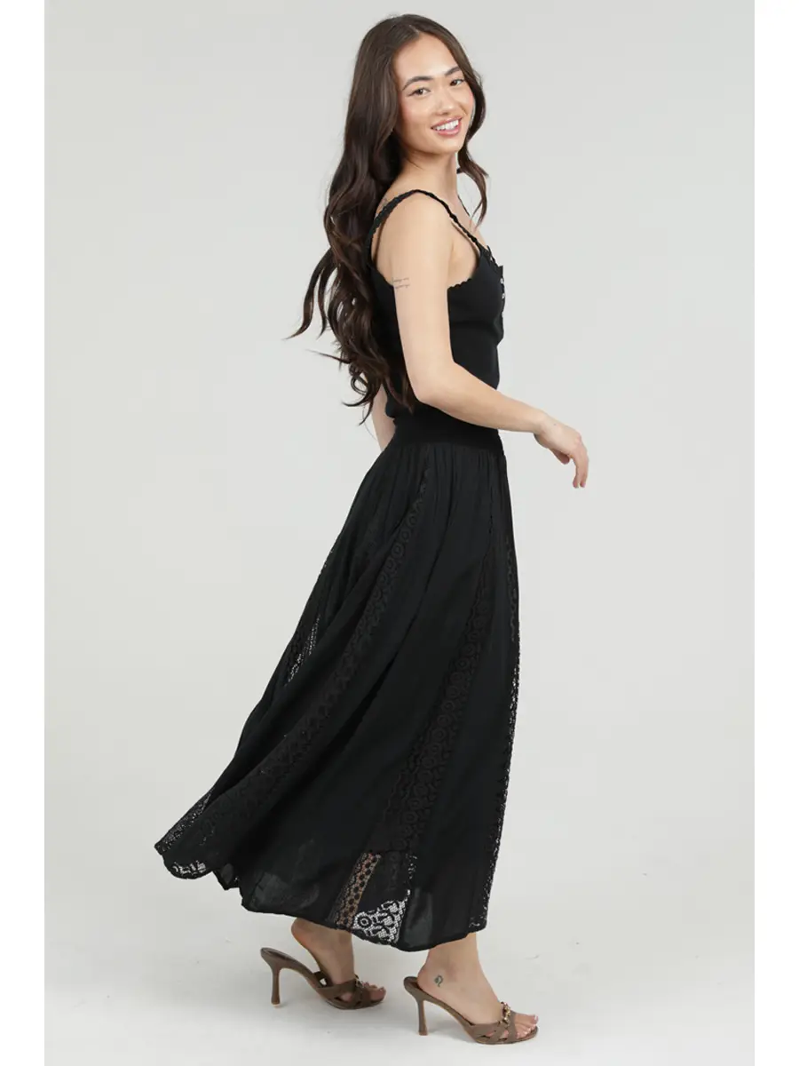 Maxi Skirt with Lace Panels