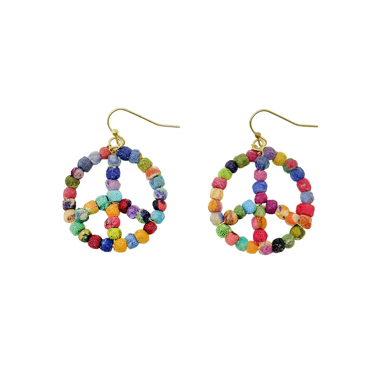 Kantha Peace Symbol Earrings