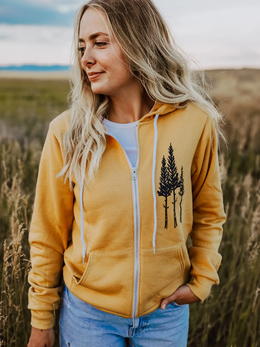 Rustic Three Tree Zip Hoodie