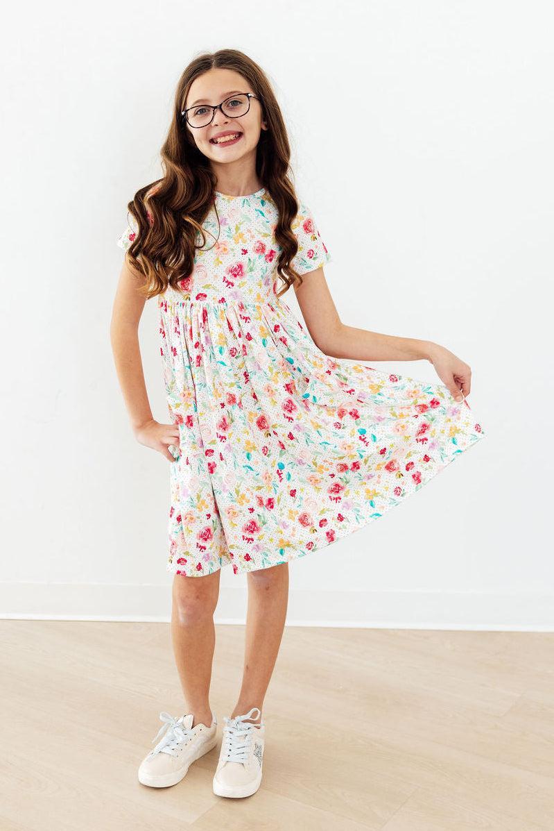 Girls Painted Posies Twirl Dress