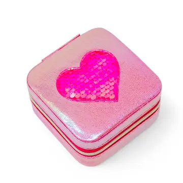 Girl's Sparkling Sequin Heart Jewelry Box