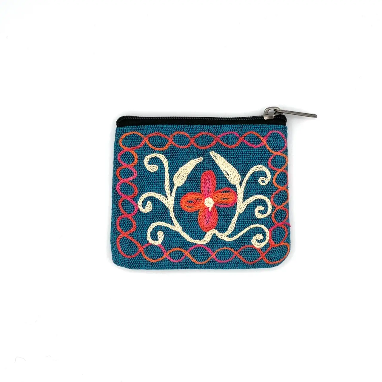 Embroidered Floral Coin Purse