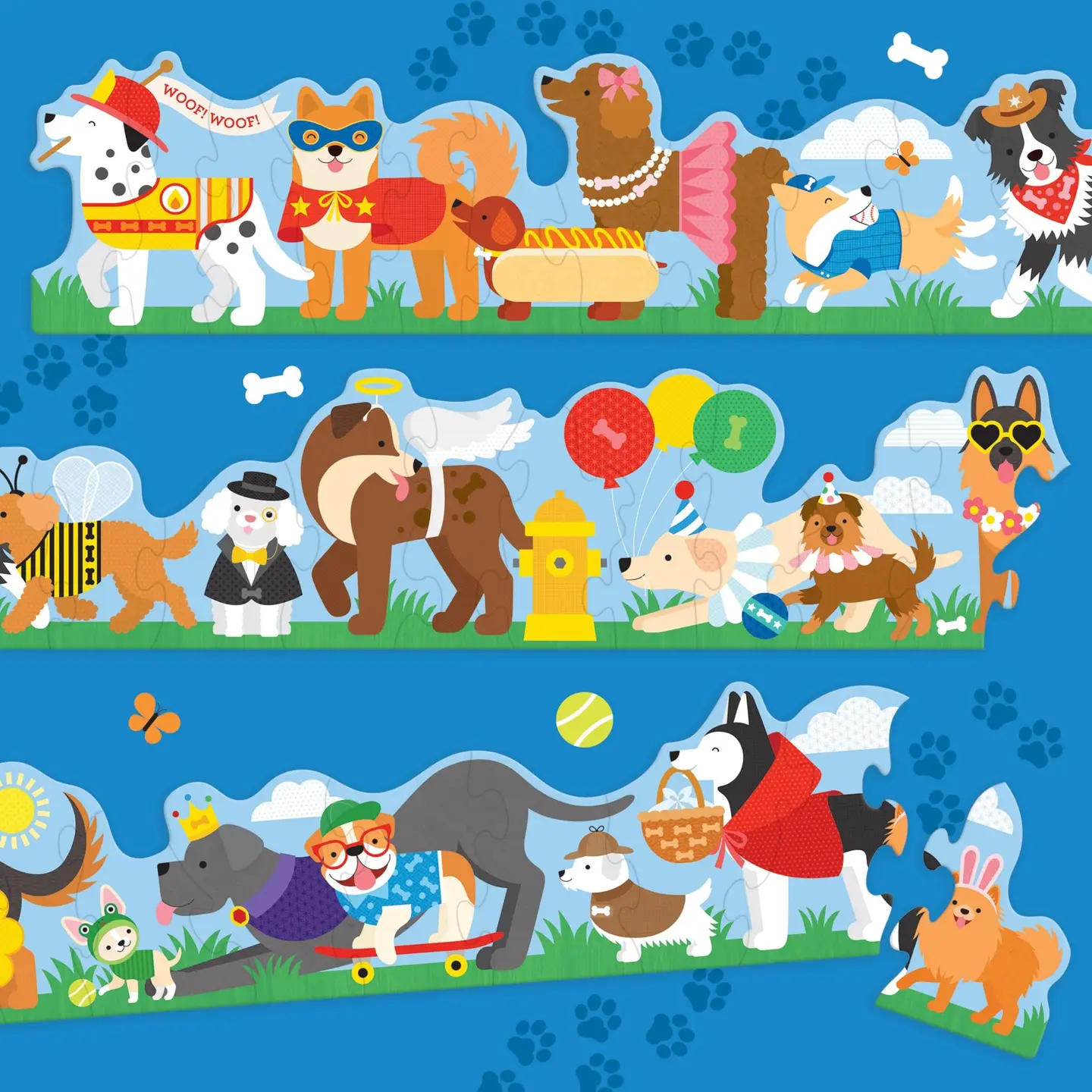 Dog Parade Shaped Floor Puzzle