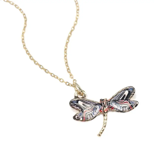 Free Spirit Dragonfly Necklace Black & White - Hope
