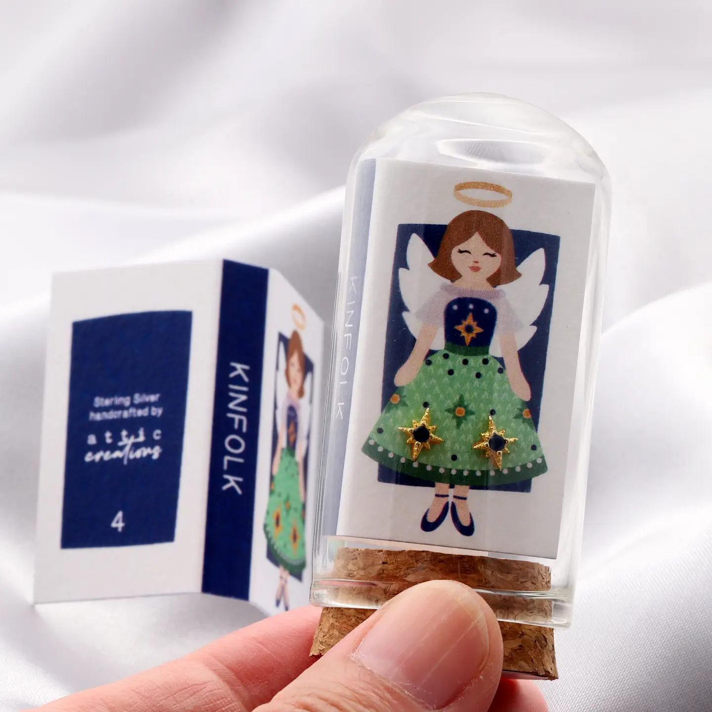 Kinfolk Angel w/ North Star Blue Crystal Earrings