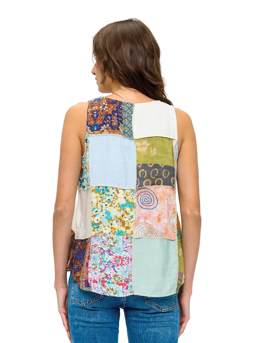 Patchwork Button Up Multi Top