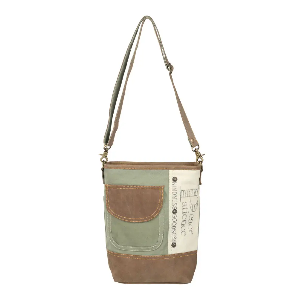 Canvas Peace & Patience Bag - Green