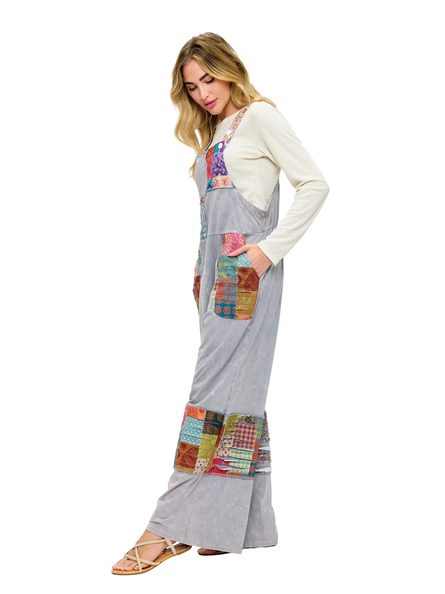 Boho Print Patchwork Razor Cut Romper