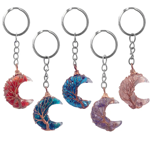 Wire Wrapped Moon Tree Keychain