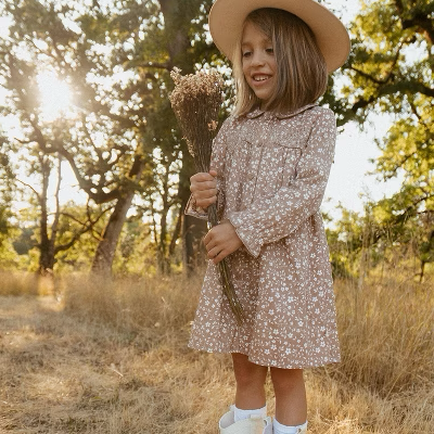 Girls Organic Smocked Dress - Harvest
