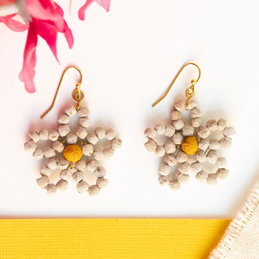 Kantha White Fleur Earrings