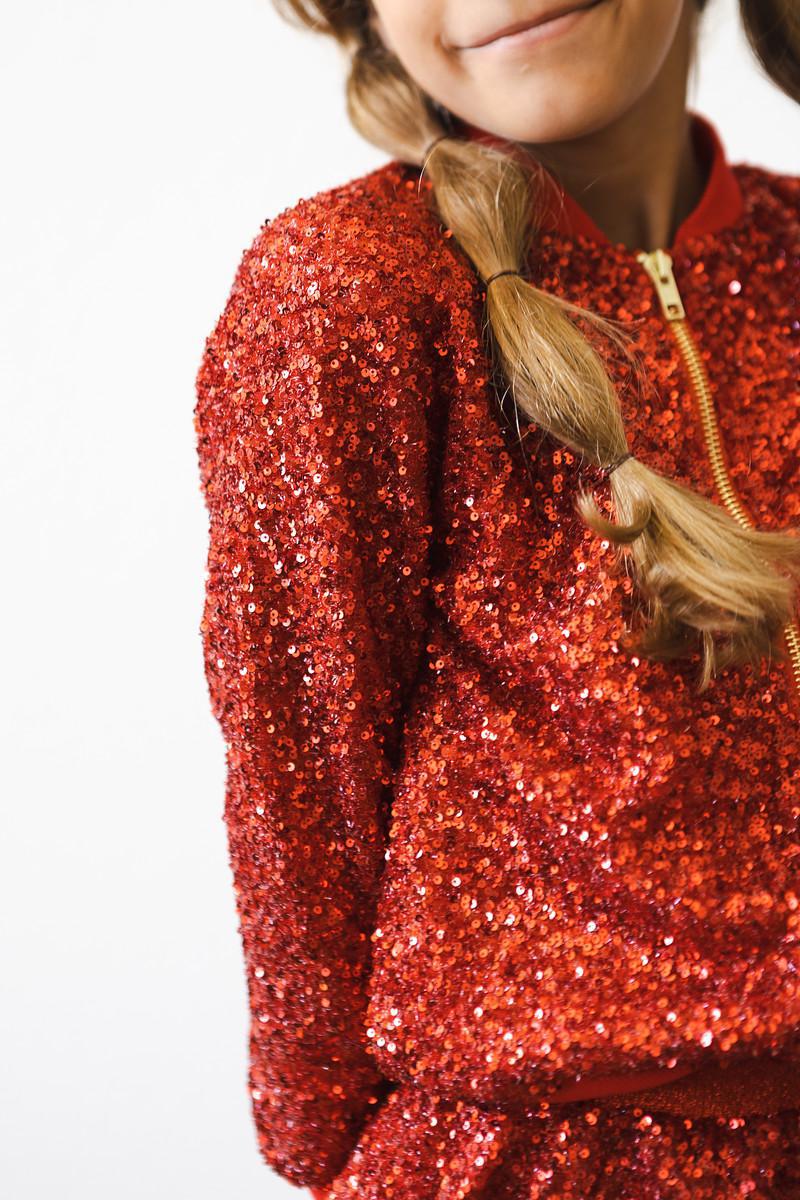 Girls Red Sequin Jacket