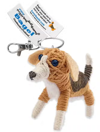 Bagel the Beagle Dog String Doll Keychain